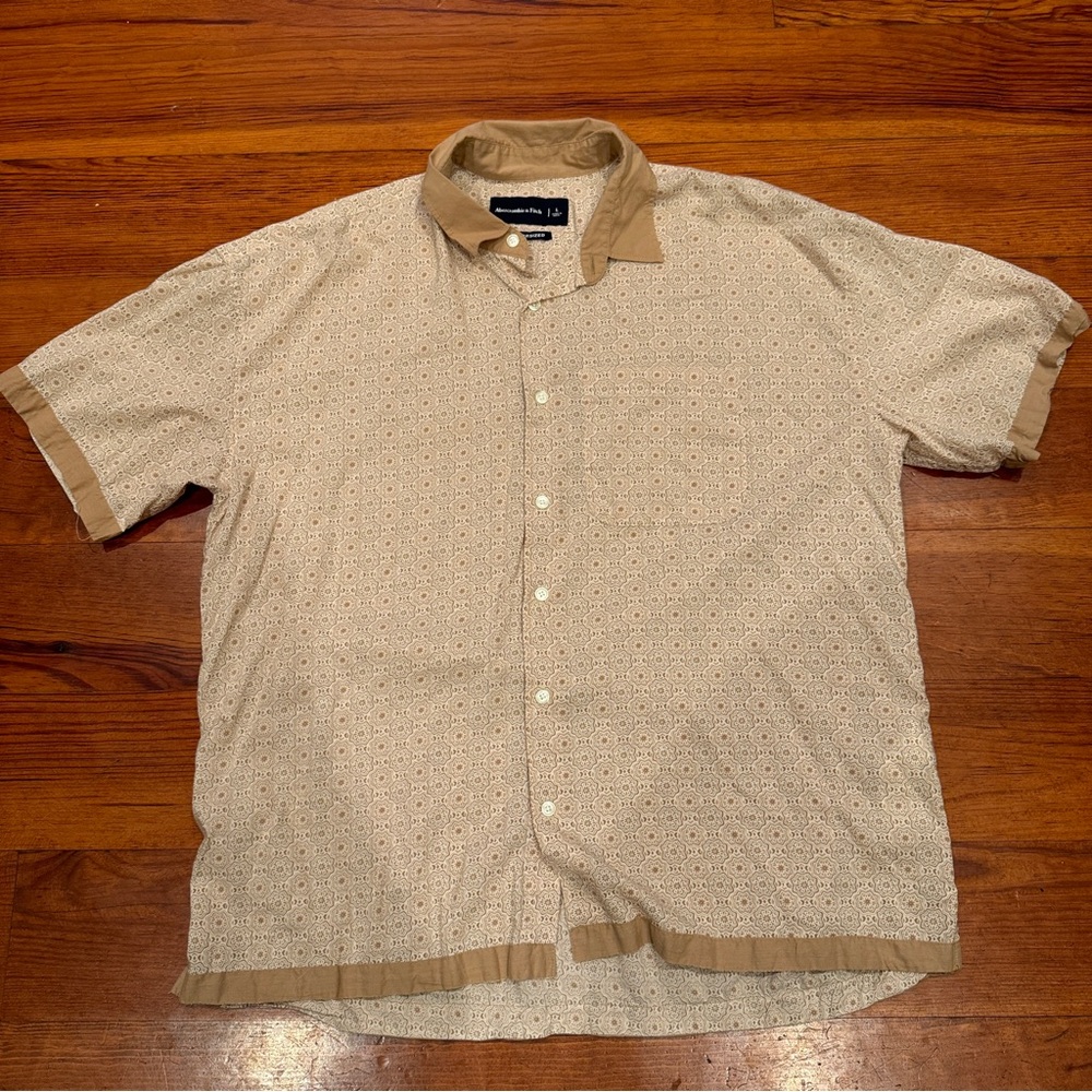 Abercrombie & Fitch Men's Tan and Cream Shirt